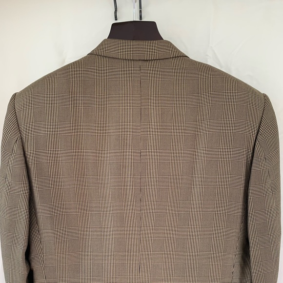 Perry Ellis sports coat gold and black glen plaid 42L vintage - Picture 10 of 11